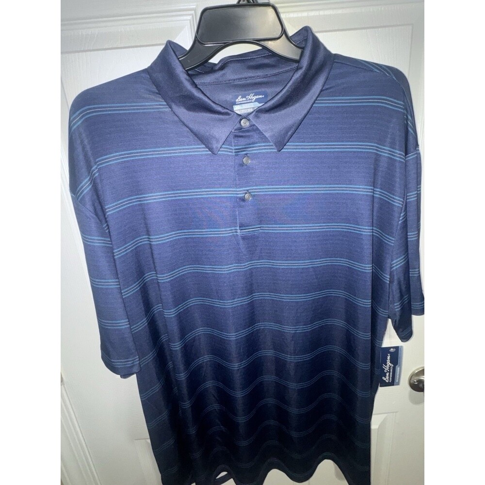 Ben Hogan Performance Men's Striped Polo Blue 3XL Big & Tall Short Sleeve